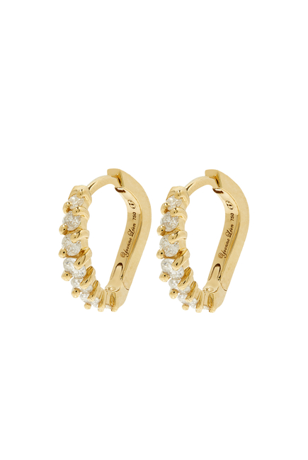 Wave Hoop Earrings, 18k Yellow Gold & Diamonds
